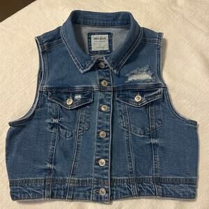 Wax Jeans Women's Classic Cropped Denim Vest SzL